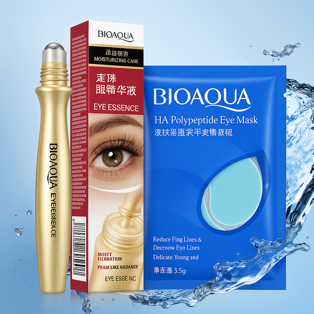 CONTORNO DE OJOS BIOAQUA EN ROLL ON + PARCHES DE COLAGENO GRATIS
