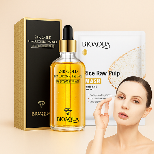 SERUM 24K GOLD ORO BIOAQUA + MASCARILLA DE ARROZ GRATIS
